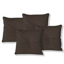Kit 4 Almofadas Quadradas Tina Com Botão Central 40x40 cm Boucle - 7 Decor