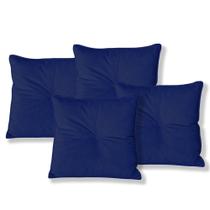 Kit 4 Almofadas Quadradas Tina Com Botão Central 50x50 cm Veludo - 7 Decor
