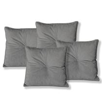 Kit 4 Almofadas Quadradas Tina Com Botão Central 50x50 cm Veludo - 7 Decor