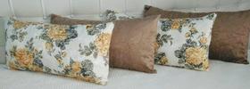 Kit 4 Almofadas Retangulares Jacquard Floral Sued Bege Kit 4 Almofadas Retangulares Jacquard Floral Sued Bege