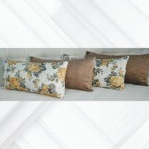 Kit 4 Almofadas Retangulares Sued Amassado Jacquard Cheias