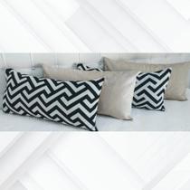 Kit 4 Almofadas Retangulares Sued Amassado Jacquard Cheias