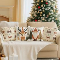 Kit 4 Almofadas Temática Natal Decoração Alegre Sofá Sala Casa Enfeite Charmoso Bonito Festivo