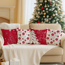 Kit 4 Almofadas Temáticas de Natal Decorativas Sofá Sala Casa Linda Presente Decoração Festiva