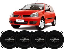Kit 4 Alto Falante 280wrms Original Porta Renault Clio Som Preto