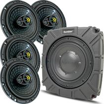 Kit 4 Alto Falante 6 Triaxial Revo6 140W + Subwoofer 200W Slim