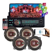 Kit 4 Alto Falante Bravox 5 Pol 200w Total + Radio Tay Tech