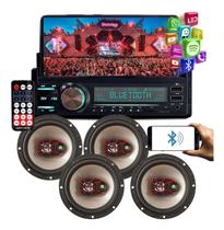 Kit 4 Alto Falante Bravox 6pol 200w Total + Radio Tay Tech