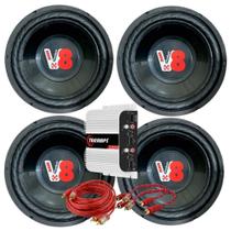Kit 4 alto falante compet 12 pol sub street v8 200w 4 ohms chapa preto + módulo taramps Kit 4 alto falante compet 12 pol sub street v8 200w 4 ohms chapa preto + módulo taramps