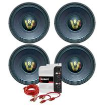 Kit 4 alto falantes 12 pol compet seco 200w + módulo taramps