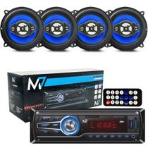 Kit 4 Alto-falantes 5 Polegadas 55w + Rádio Mp3 Bluetooth Fm