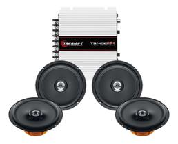Kit 4 Alto Falantes 6 Hertz Coaxial DCX165.3 120w + Módulo Taramps TS400x4