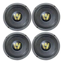 Kit 4 alto falantes compet woofer 8" pol 200w seco preto 4 ohms