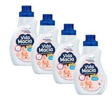 Kit 4 Amaciante Diluido Vida Macia Glicerina e Algodão 1L