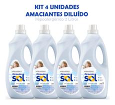 Kit 4 Amaciantes Diluído Girando Sol Hipoalergênico 2 Litro