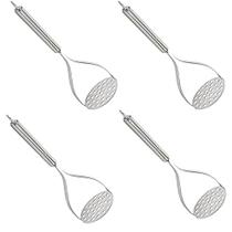 Kit 4 Amassador Espremedor De Batatas Purê Inox Cabo