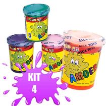 Kit 4 Amoebas Massinha Colorida Geleca de Brincar 110g