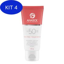 Kit 4 Anasol Fps 50 Protetor Facial Toque Seco Com Argila