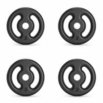 Kit 4 anilhas 2kg para musculação academia fitness treino de força exercícios barras resistentes peso total 8kg premium Kit 4 anilhas 2kg para musculação academia fitness treino de força exercícios barras resistentes peso total 8kg premium