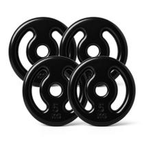 Kit 4 Anilhas 5Kg Ferro Emborrachada Academia Treino 20Kg