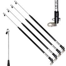 Kit 4 Antena Corta Pipa Linha Anti Cerol Fio Retrovisor 2 Estágios Retrátil Moto Proteção Segurança Preta