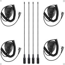 Kit 4 Antena Flexivel Para Rádio Comunicador + PTT Mike Kit 4 Antena Flexivel Para Rádio Comunicador + PTT Mike