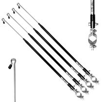 Kit 4 Antena Moto Anti Cerol Corta Linha Pipa Fio Guidão Retrátil Segurança Proteção Cor Preta