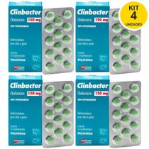 Kit 4 Antimicrobiano Clinbacter 150mg Cães E Gatos Agener Original