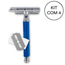 Kit 4 Aparelho De Barbear Aço Inox E Cabo Plástico Azul Kit 4 Aparelho De Barbear Aço Inox E Cabo Plástico Azul