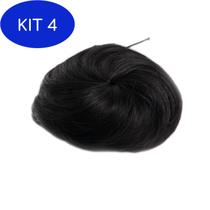 Kit 4 Aplique Coque Puff Liso Cor Castanho Escuro - Fibra