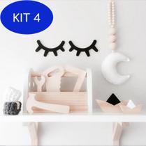 Kit 4 Aplique Mdf Cílios Unicórnio Para Decoração