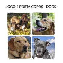 Kit 4 Apoio para Copos Personalizado com o Cãozinho Presente Quadrado