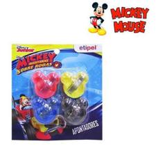 Kit 4 Apontadores com Deposito Cabeça do Mickey Mouse Colorido
