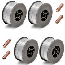 Kit - 4 Arame Solda Mig S/Gás 0,8mm 1kg + 4 Bicos De Contato 0,8mm 15ak