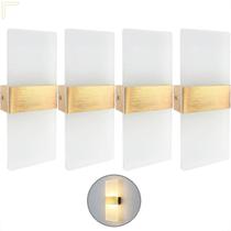 Kit 4 Arandela Dourado Escovado Acrilico Jateado Led 3000K
