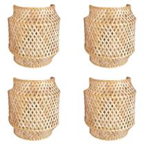 Kit 4 Arandela Fibra Natural Bambu Artesanal Boho Quarto