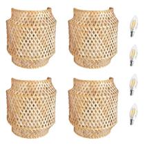 Kit 4 Arandela Fibra Natural Bambu Artesanal Quarto Nat90 +