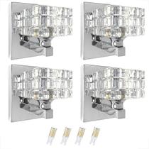 Kit 4 Arandela Interna Cristal Cromado Corredor Bet38 + Led