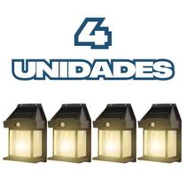 Kit 4 Arandela Retrô Luminária Solar Externa Potente Vintage