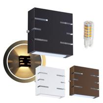 Kit 4 Arandela Slim 6 Frisos 12x12x4cm Bivolt G9 Com Lâmpada Interna Externa Muro Parede - 101