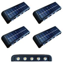 kit 4 Arandela Solar 10 leds Jardim Escada Muros Prova Água