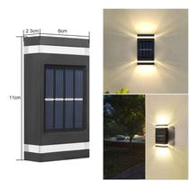 Kit 4 Arandela Solar 2 Focos Parede Slim 6 Facho Led Externa