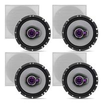 Kit 4 Arandela Som Ambiente 200wrms Pioneer Teto Gesso Forro Quadrada Branca