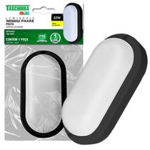 Kit 4 Arandela Tartaruga Led Preta Ip65 32w Branco Quente 3000K