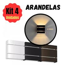 Kit 4 Arandelas 2 Frisos Facho Duplo , Luminária Decorativa Interna e Externa para Jardim, Muro, Piscina e Corredor Cores Marrom, Preto ou Branco