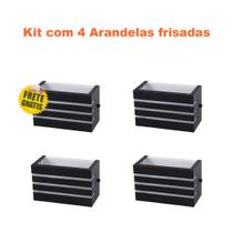 Kit 4 Arandelas Frisada 15cm Friso Luminária Exterior Preto HL103PT