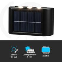 Kit 4 Arandelas LED Solar 6 LEDs IP65 com Sensor Automático de Luz, Design Moderno e Alta Eficiência