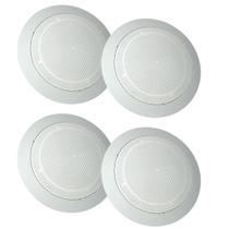 Kit 4 Arandelas Redonda Branca 6 Polegadas Teto Gesso Tela Som Ambiente Caixa Acústica Forro Embutir Automotivo Música