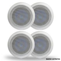 Kit 4 Arandelas Redonda Teto Com Alto Falante Hurricane TRIAK 6" Polegadas - Som Ambiente Gesso