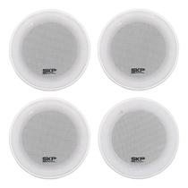 Kit 4 Arandelas Redondas Para Som Ambiente Com Bluetooth 1 Ativa 3 Passivas SKP Pro Áudio